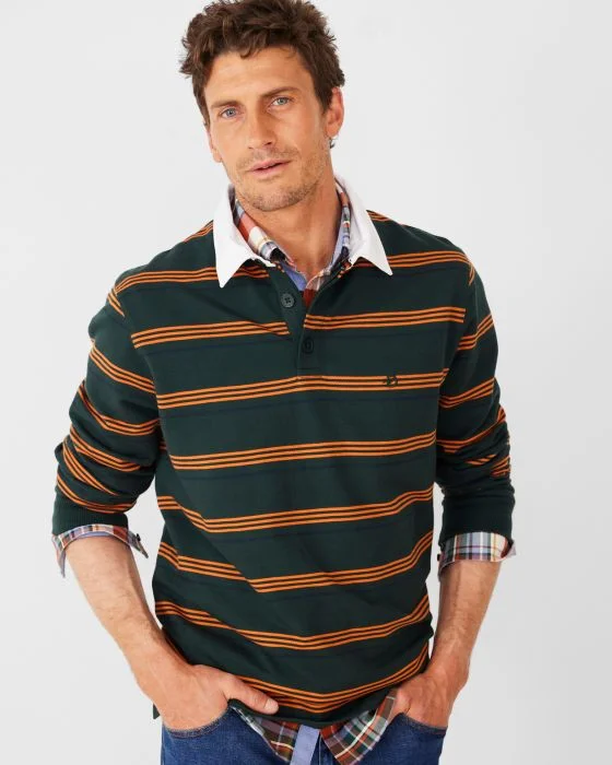 Polo rayures manches longues pur coton