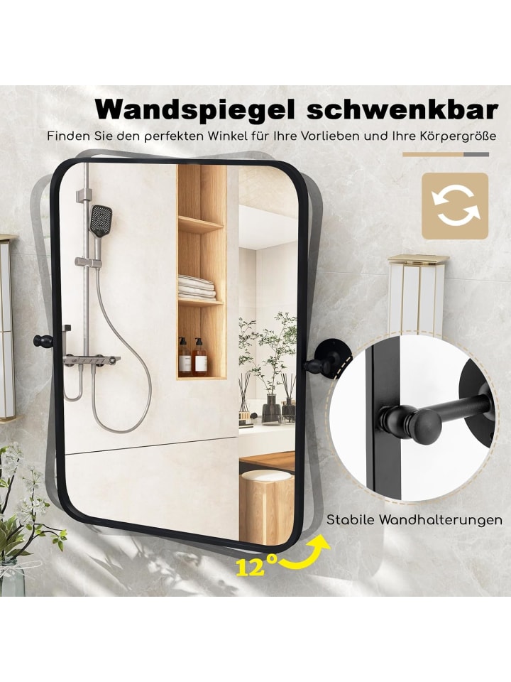 COSTWAY Wandspiegel 76,5x56cm in Schwarz günstig kaufen onesize