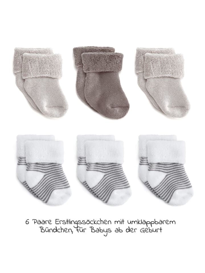 LaLoona Erstlingssocken 6er Pack Baby Söckchen mit Umschlag in beige günstig kaufen onesize