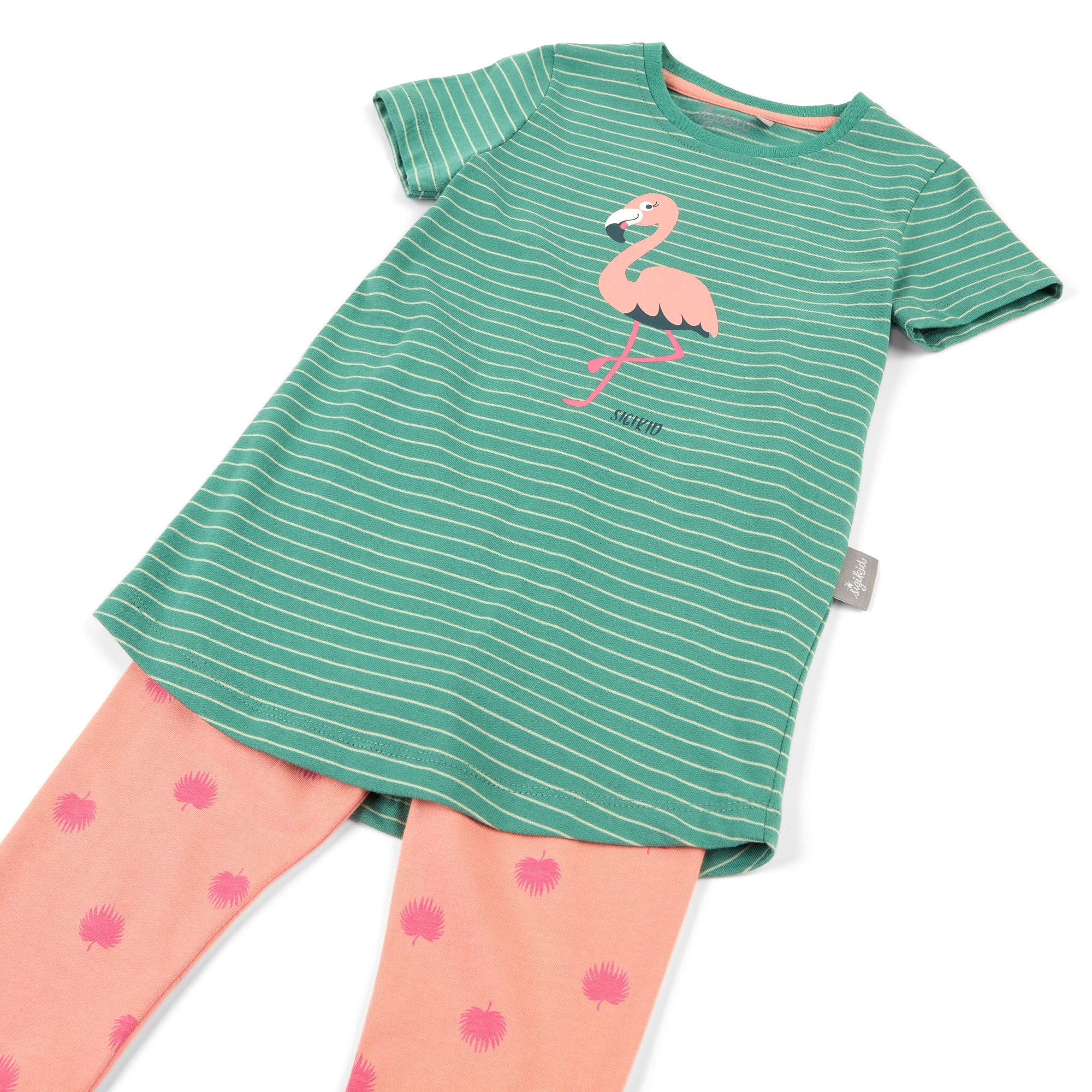 Kinder Schlafanzug Flamingo, rosa-grün