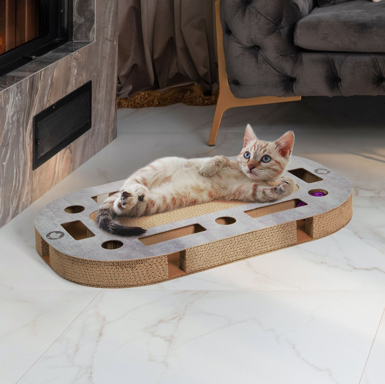 Canadian Cat Intelligenzspielzeug Canadian Cat Company Katzenspielplatz PlayPlate L hellgrau