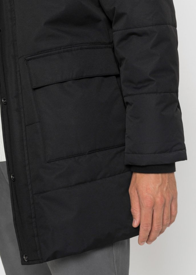 Lange Winter-Steppjacke mit recyceltem Polyester