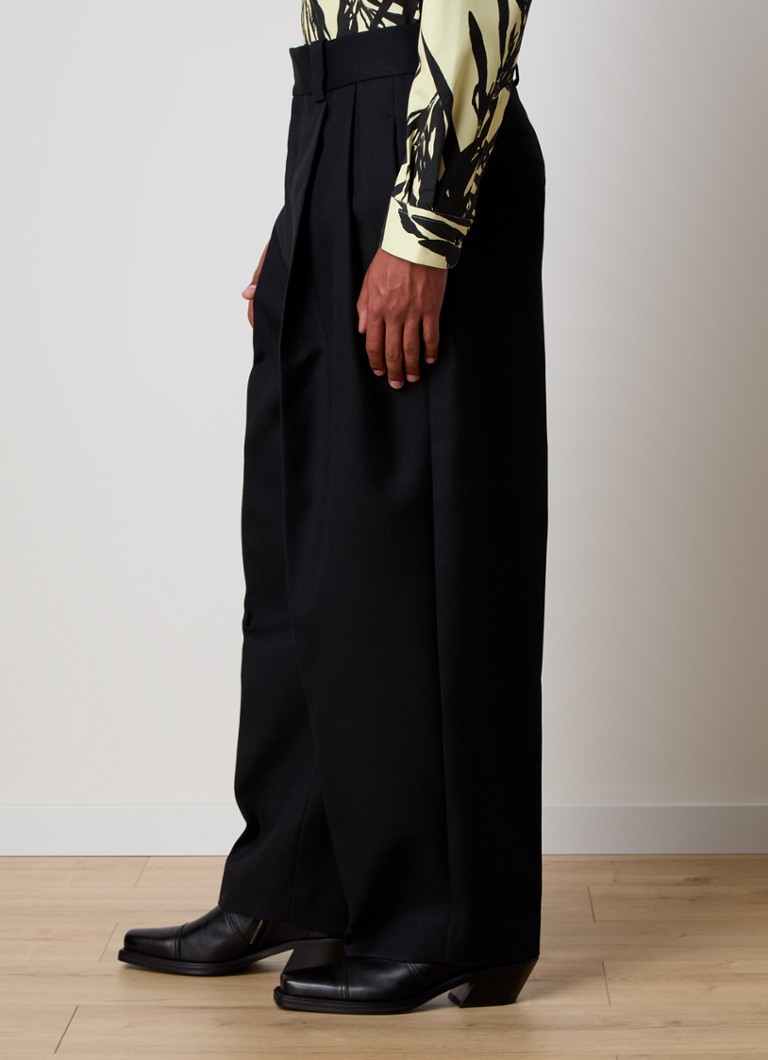 Pantaloni in lana a gamba larga Jacquemus con tasche laterali