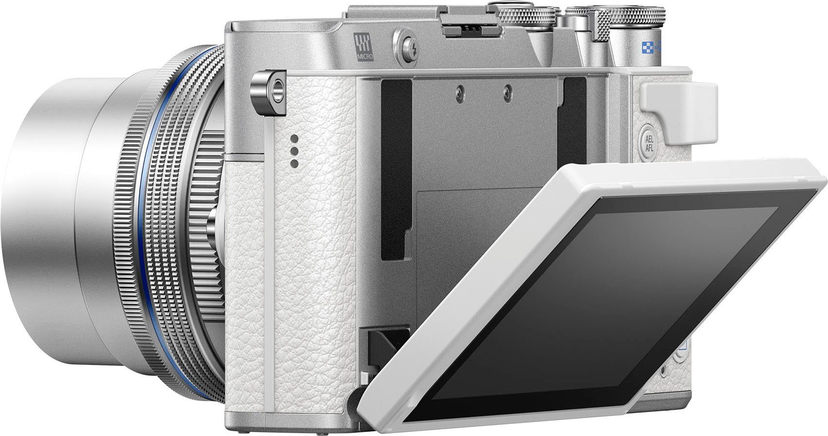 Olympus E‑P7 Systemkamera (M. Zuiko Digital ED 14-42mm F3.5-5.6 EZ Pancake, 20,3 MP, 3x opt. Zoom, Bluetooth, WLAN)