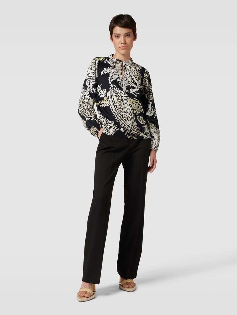 Bluse mit Paisley-Muster und Schlüsselloch-Ausschnitt in schwarz