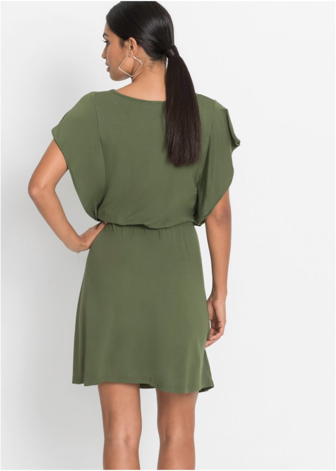 Jerseykleid mit Volant-Ärmeln