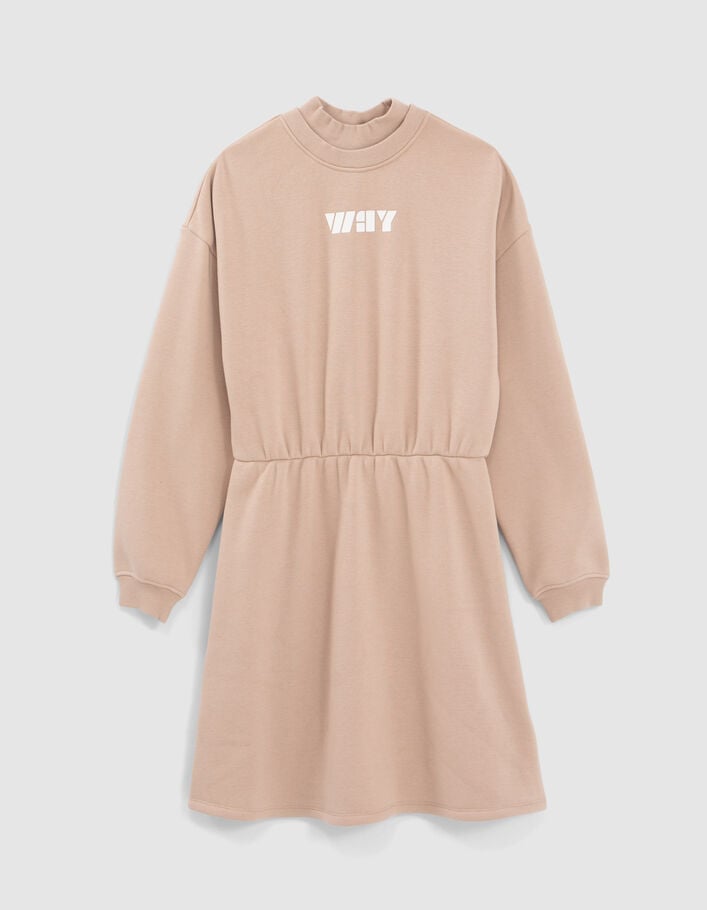 Robe sweat beige taille élastiquée fille