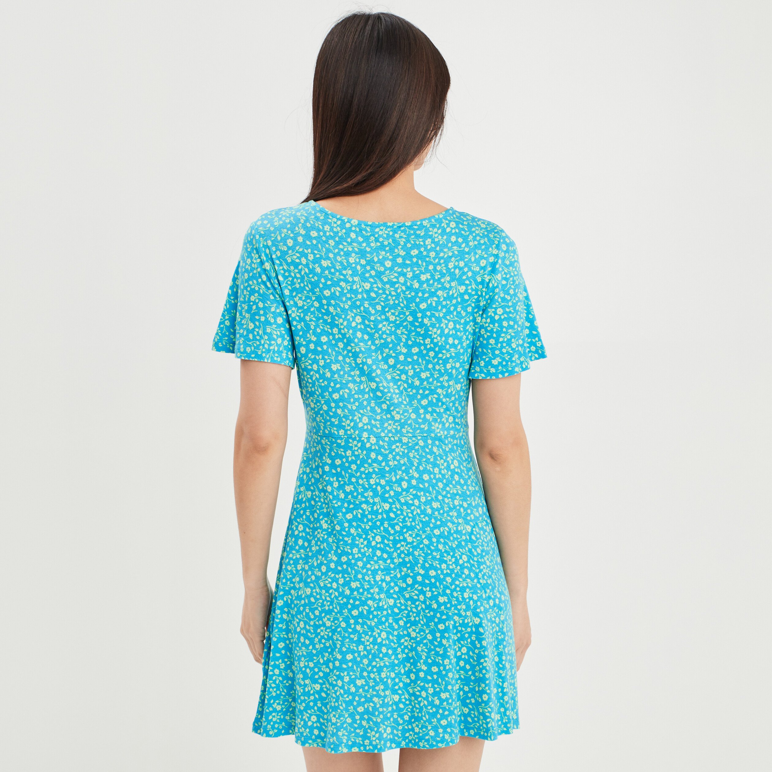 Robe patineuse manches courtes bleu femme | La Halle