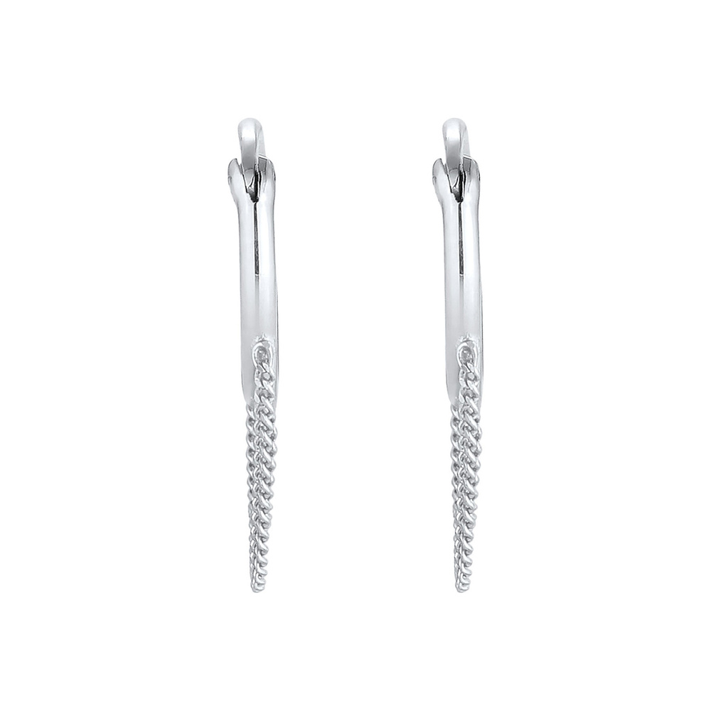 Elli Elli Boucles d'Oreilles Dames Creoles Curb Chain Trend Blogger en argent sterling Boucles d'oreilles