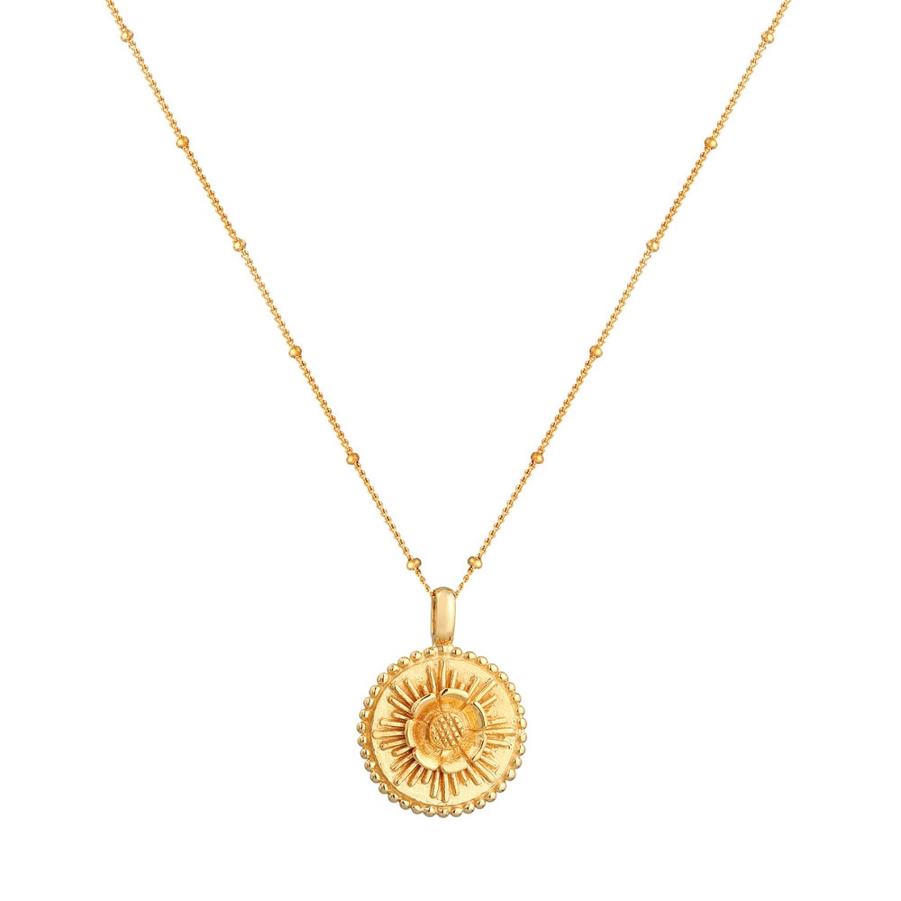Elli Elli Collier Pendentif femme fleur de lotus en argent 925 sterling plaqué or Bijoux