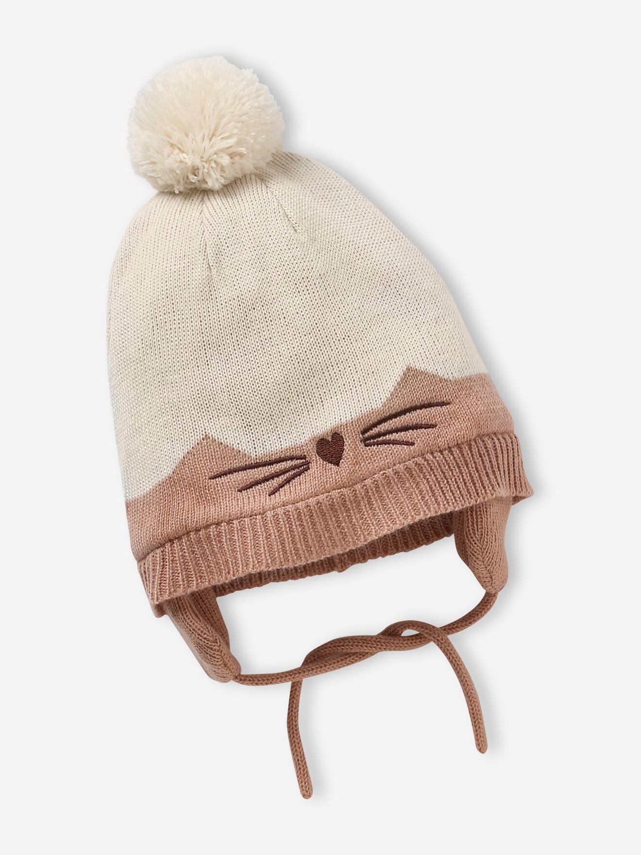 Vertbaudet Mädchen Baby-Set: Mütze, Schal & Fäustlinge - wollweiß