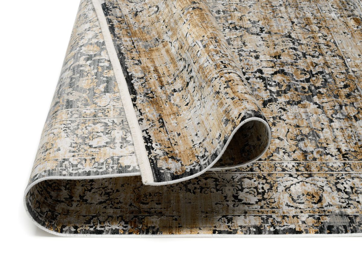 Webteppich Opal Grau-Gold 140 x 200 cm