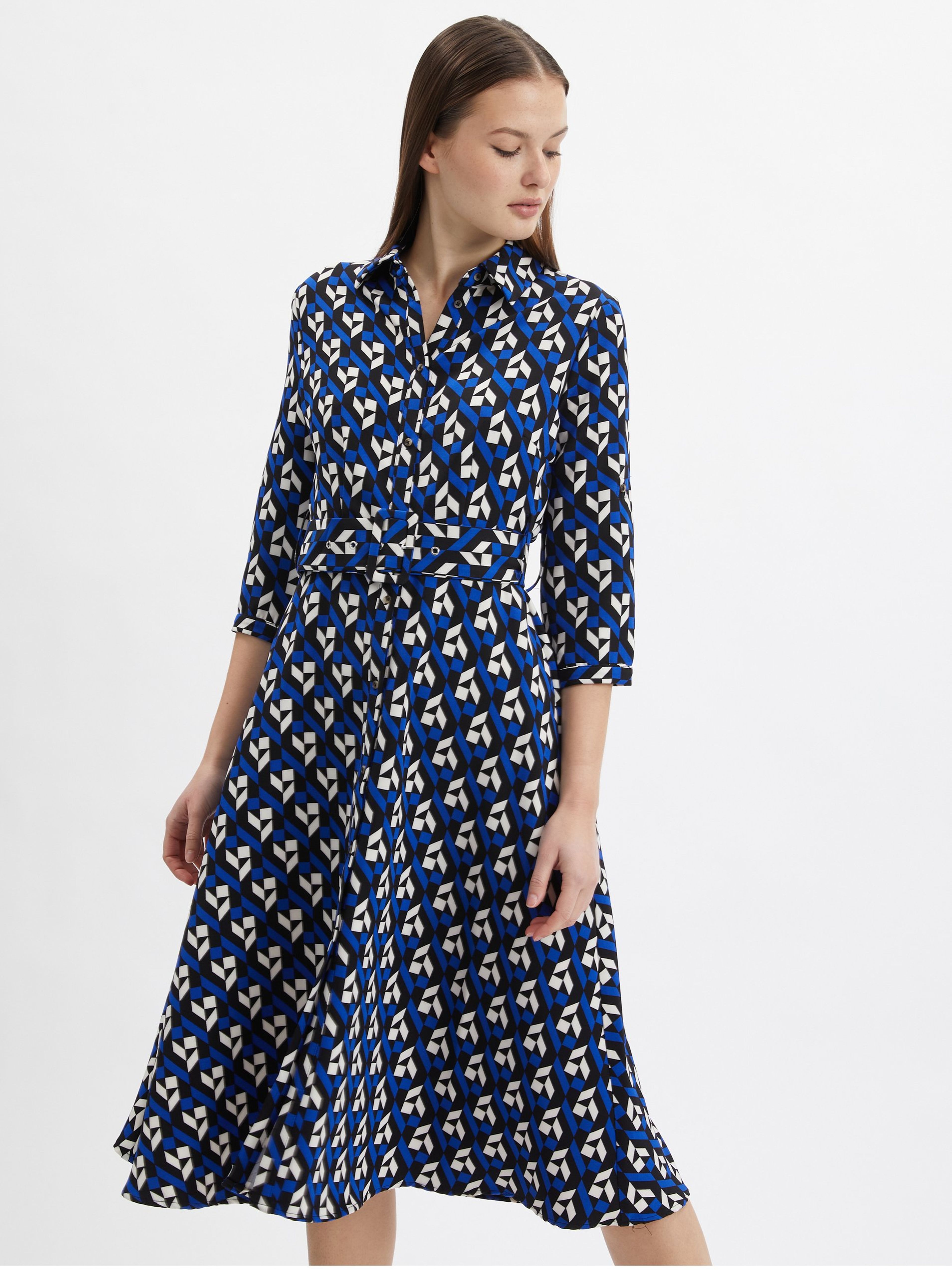 Schwarz-blau gemustertes Damenkleid ORSAY