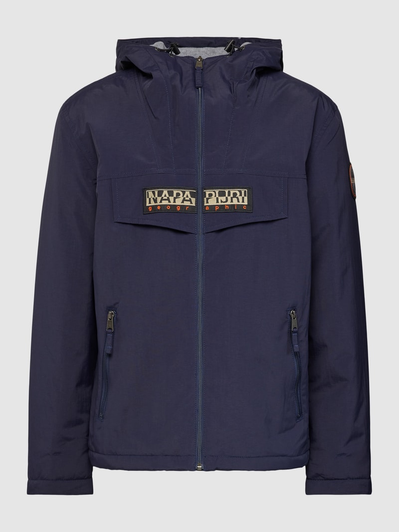 Jacke mit Label-Stitching Modell 'RAINFOREST' in marineblau