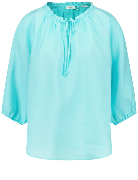 Leinenbluse mit Rüschenkragen