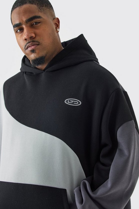 Plus Oversize Colorblock Hoodie