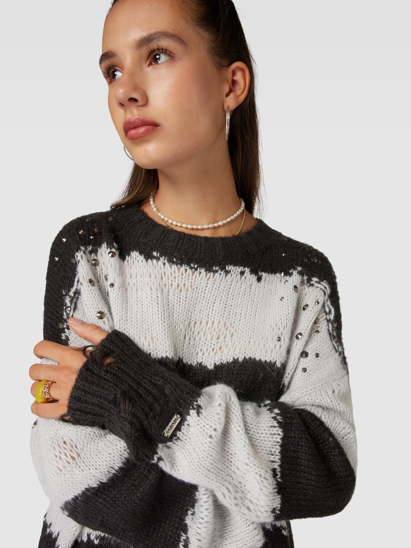 Strickkleid mit Blockstreifen in schwarz