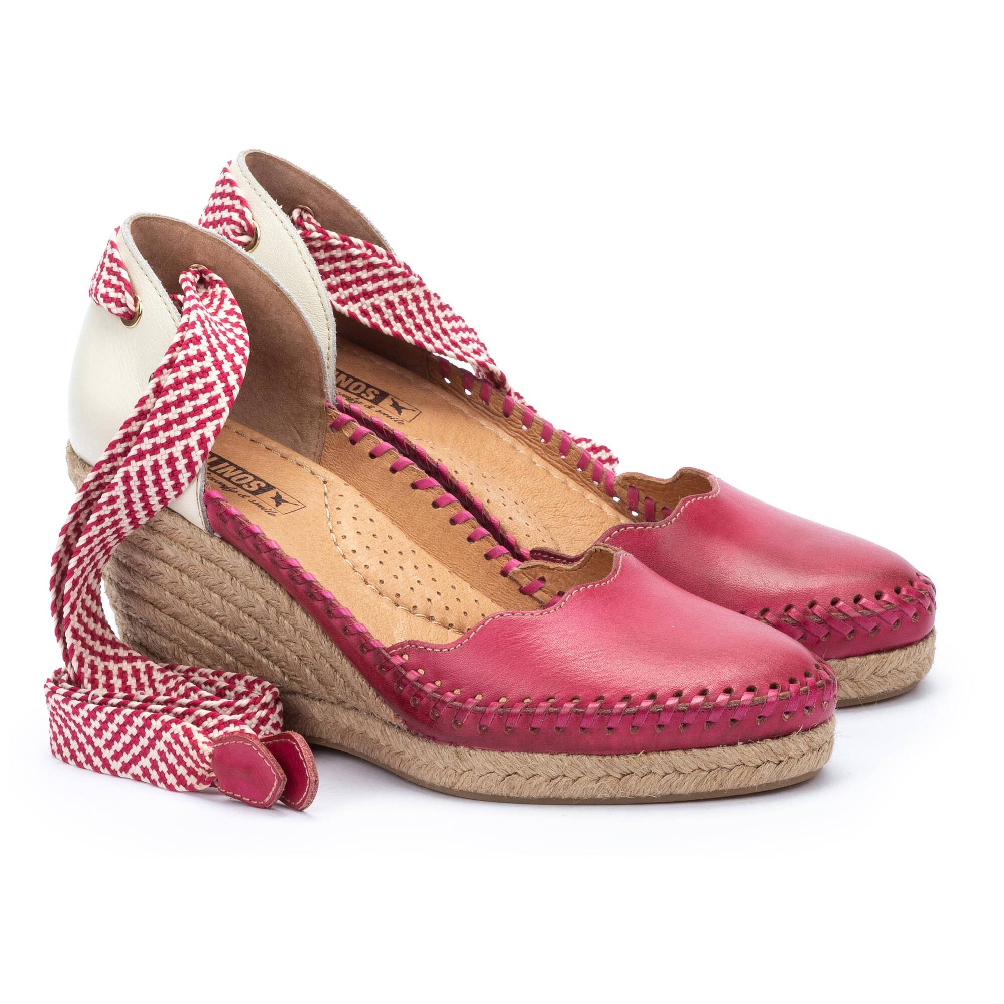 Damskie koturny z juty - FUCHSIA