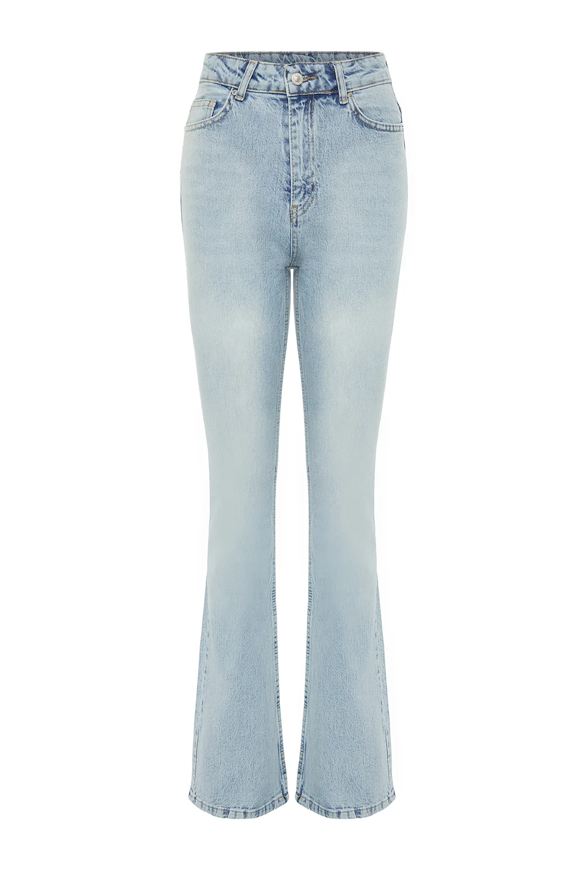Trendyol Collection  Hellblaue Flare-Jeans mit hoher Taille TWOSS24JE00036