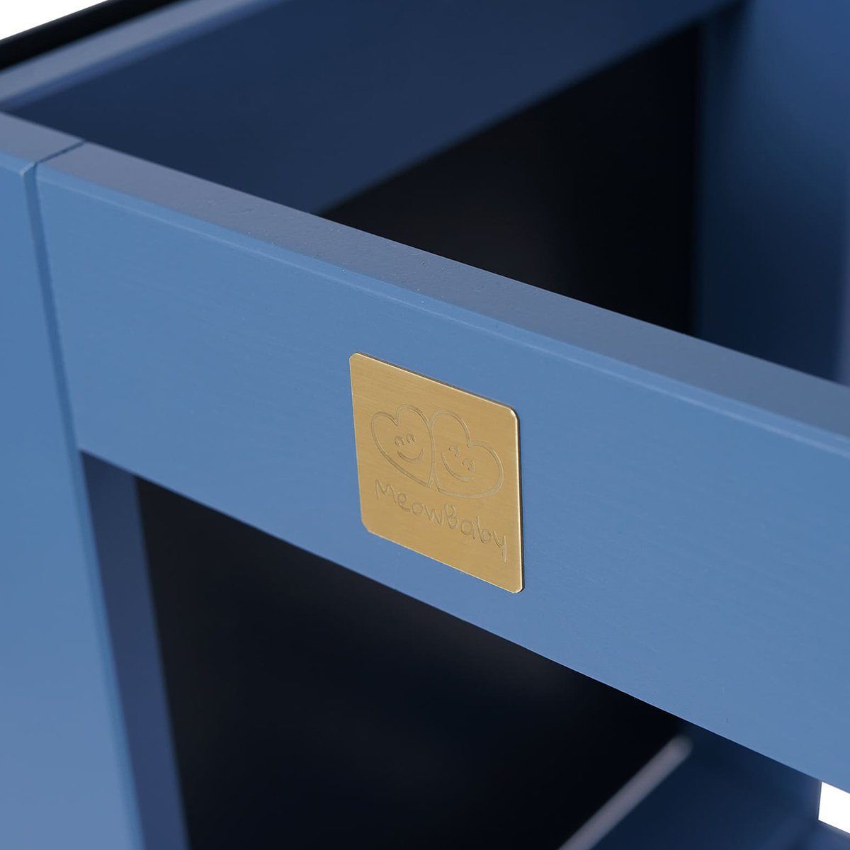 MeowBaby Stehhilfe Lernturm für Kinder Montessori Lernstuhl mit Kreidetafel Blau (1 St), Kinderhocker, Höhenverstellbar, Abgerundete Ecken & Kanten