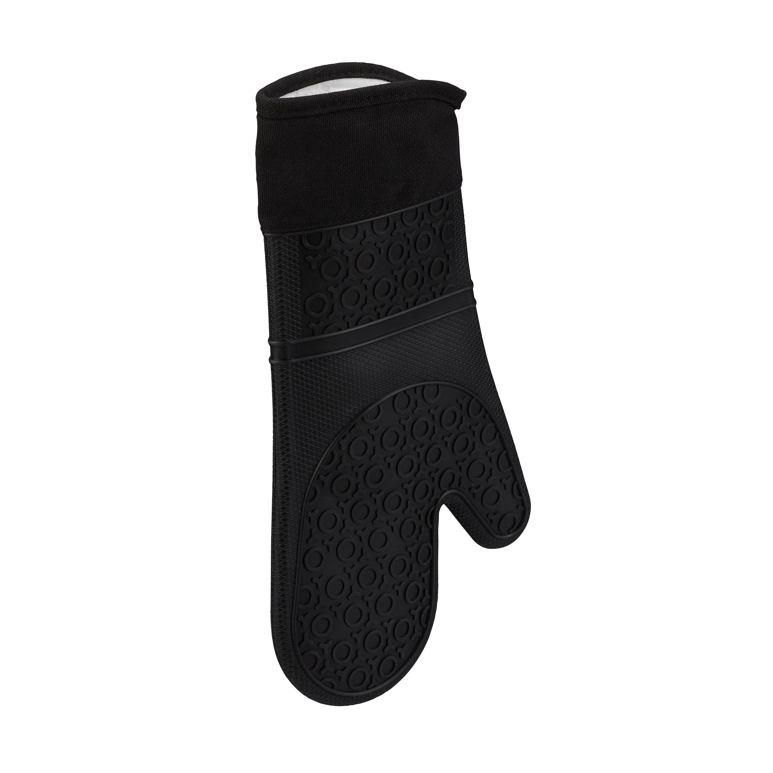 relaxdays Topfhandschuhe Ofenhandschuhe Silikon, Schwarz