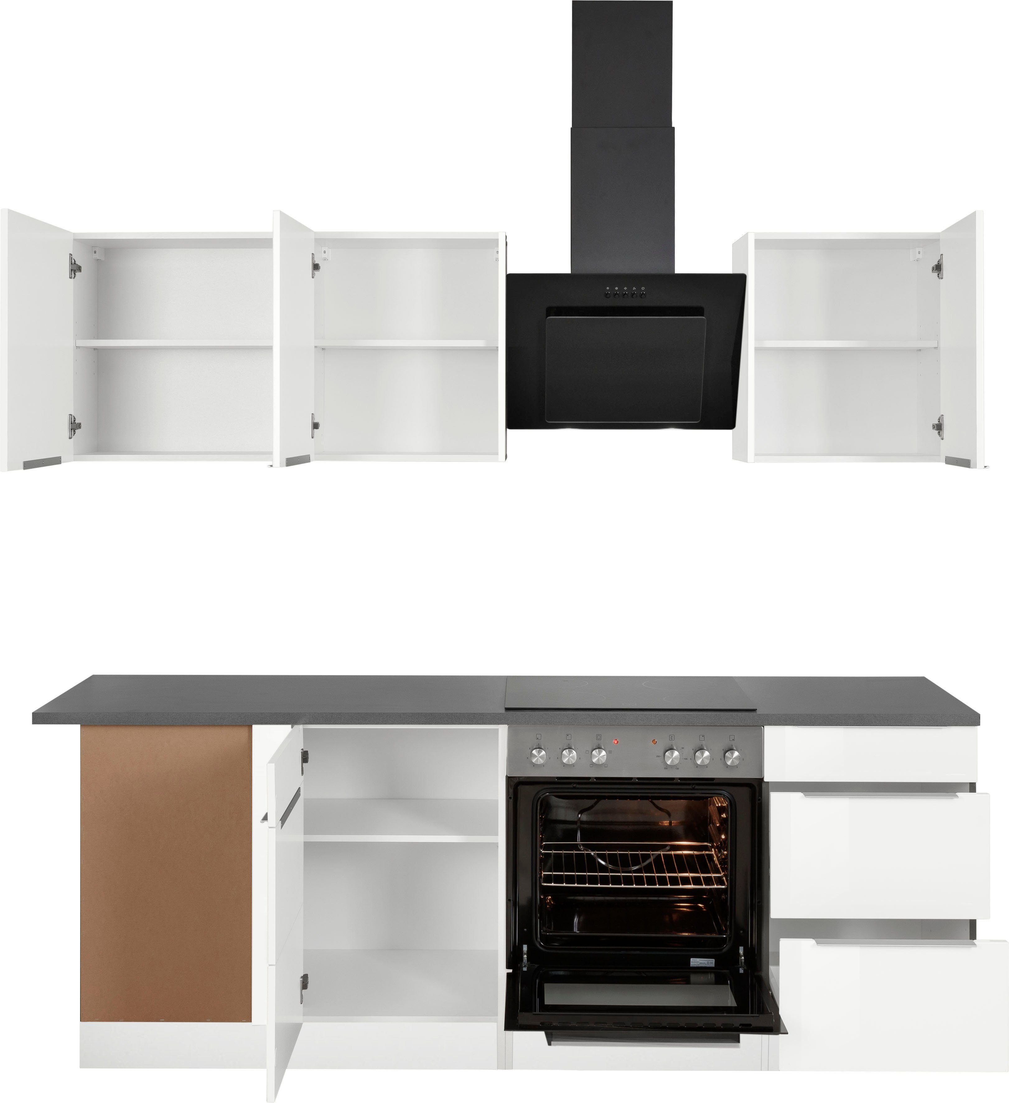 HELD MÖBEL Winkelküche Brindisi, mit E-Geräten, Stellbreite 220/220 cm