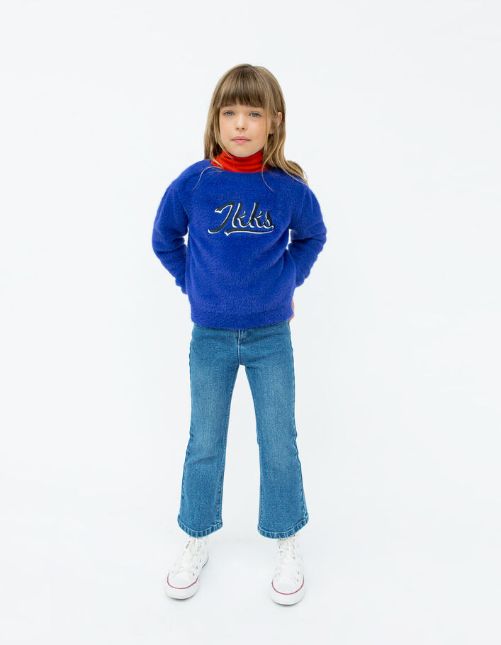 Jean FLARE bleu Waterless avec ceinture-foulard fille