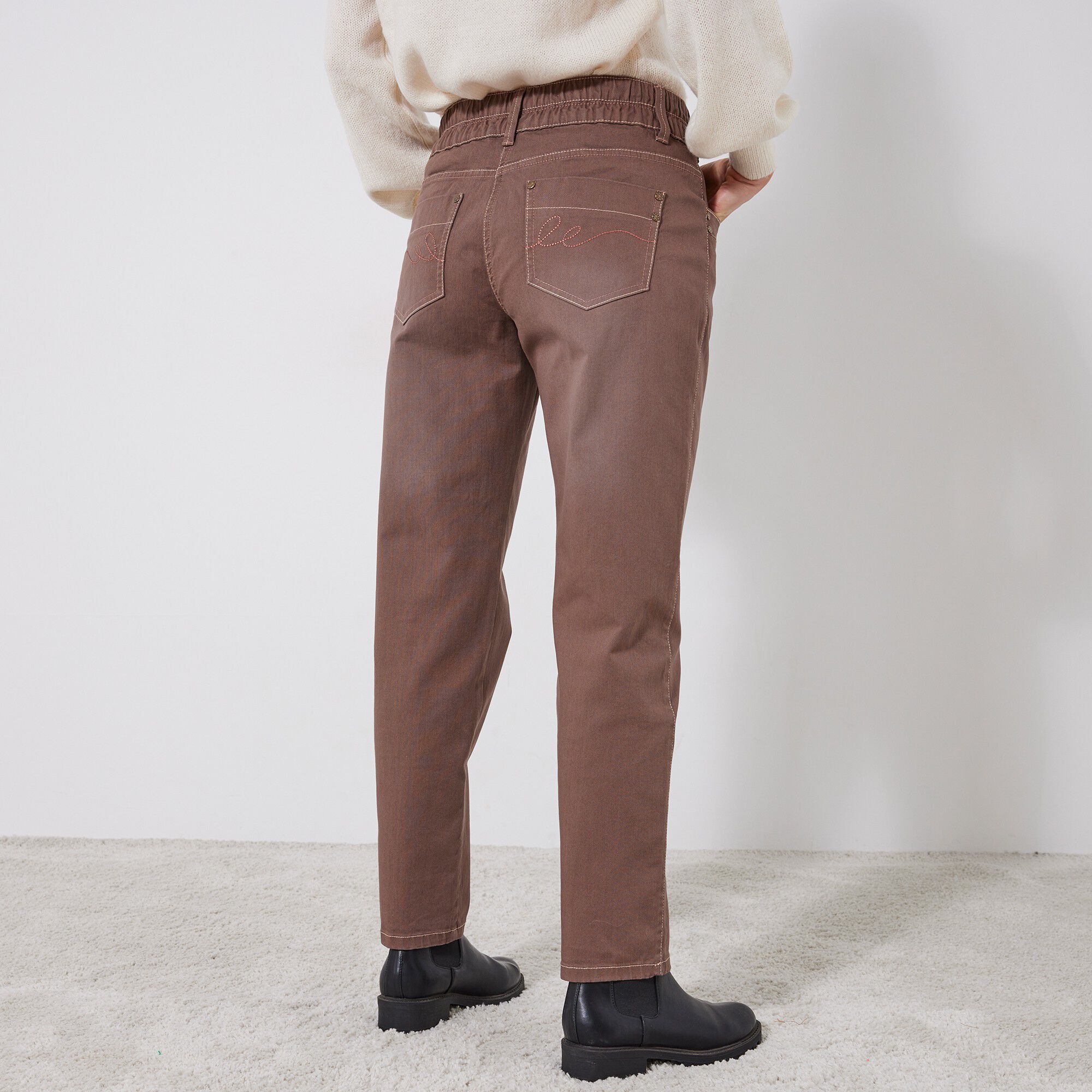 Jean mom couleur taille élastiquée