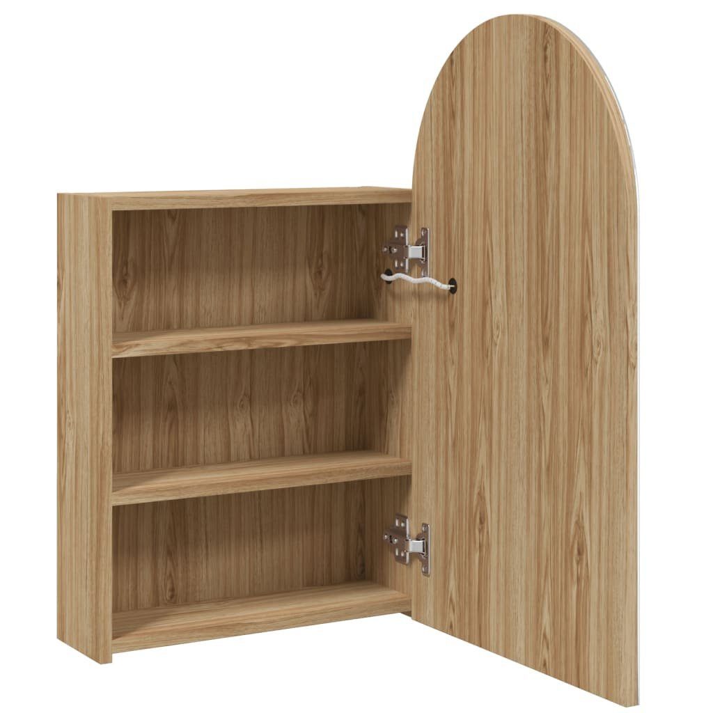 vidaXL Badezimmerspiegelschrank Spiegelschrank mit LED-Beleuchtung Gewölbt Eichenoptik (1-St)