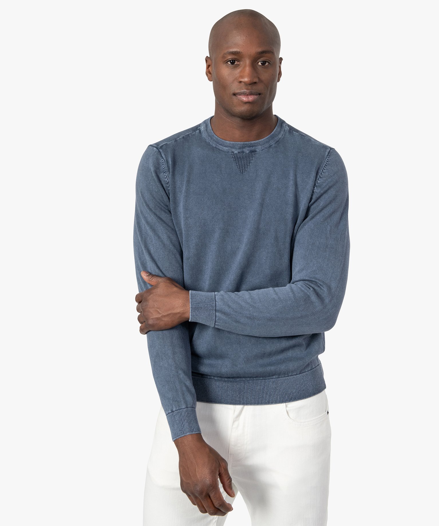 Pull homme en coton aspect denim | GEMO