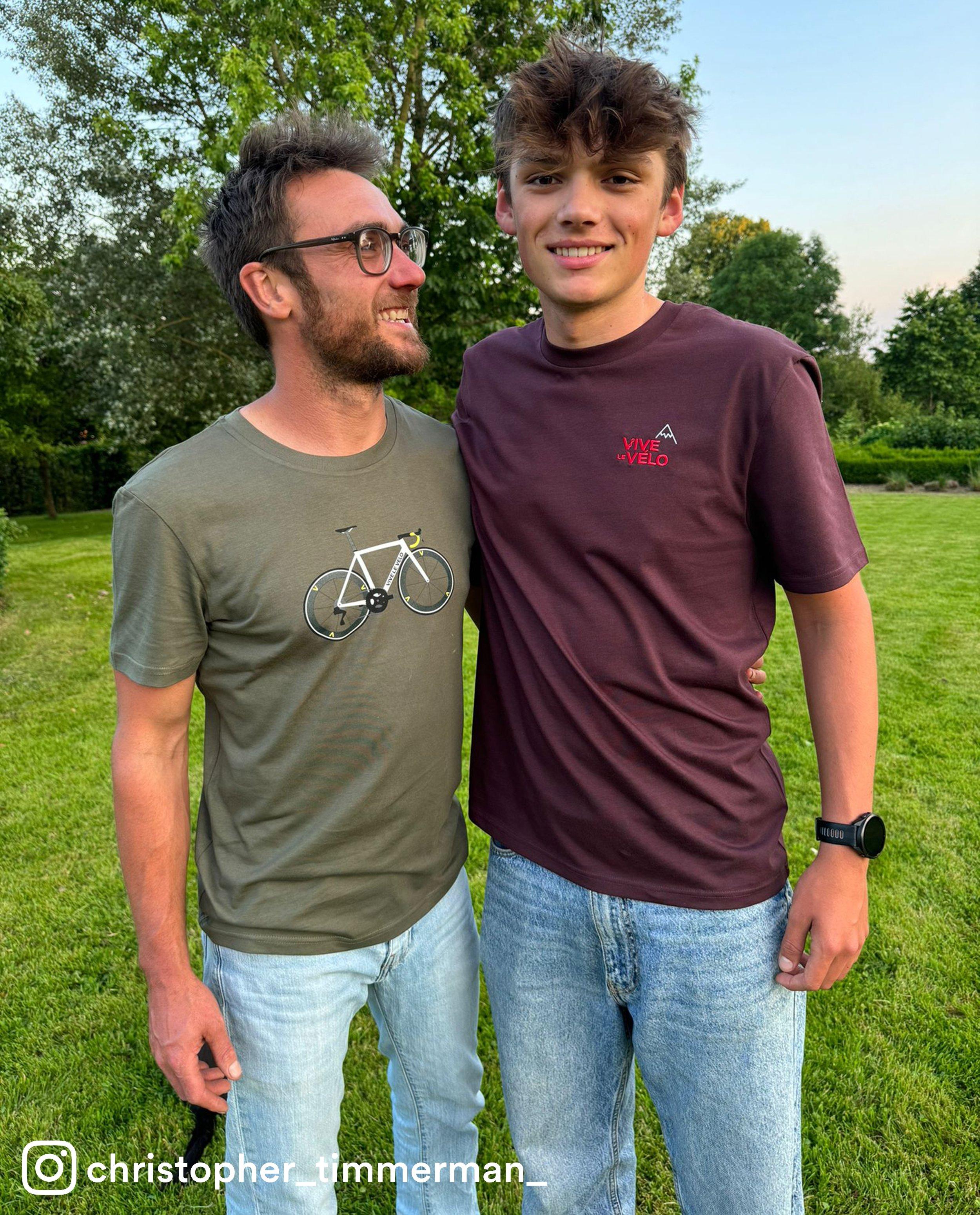 Vive le vélo póló hímzett felirattal, S-XXL sötétpiros