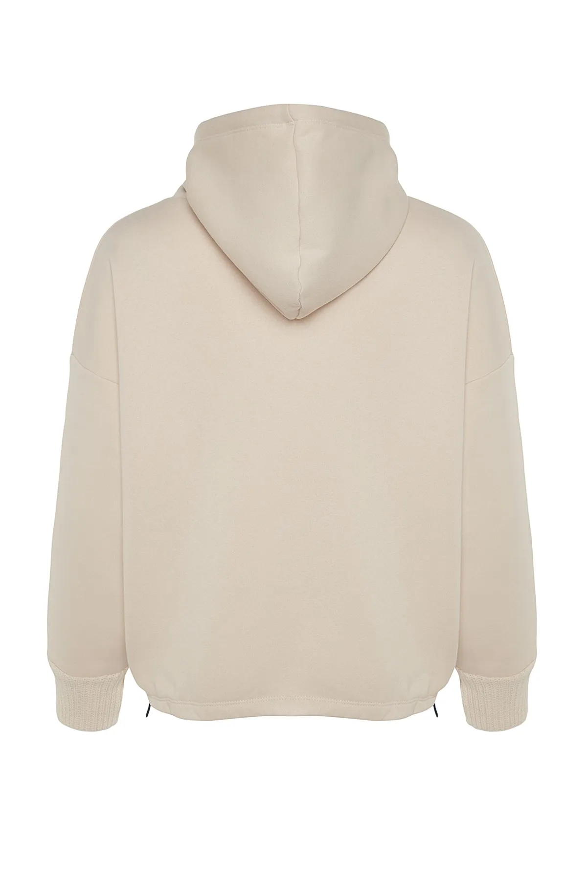 Trendyol Collection  Stone Dickes Fleece Innenstrickband Detailliertes Strick-Sweatshirt mit Kapuze TWOAW22SW1806