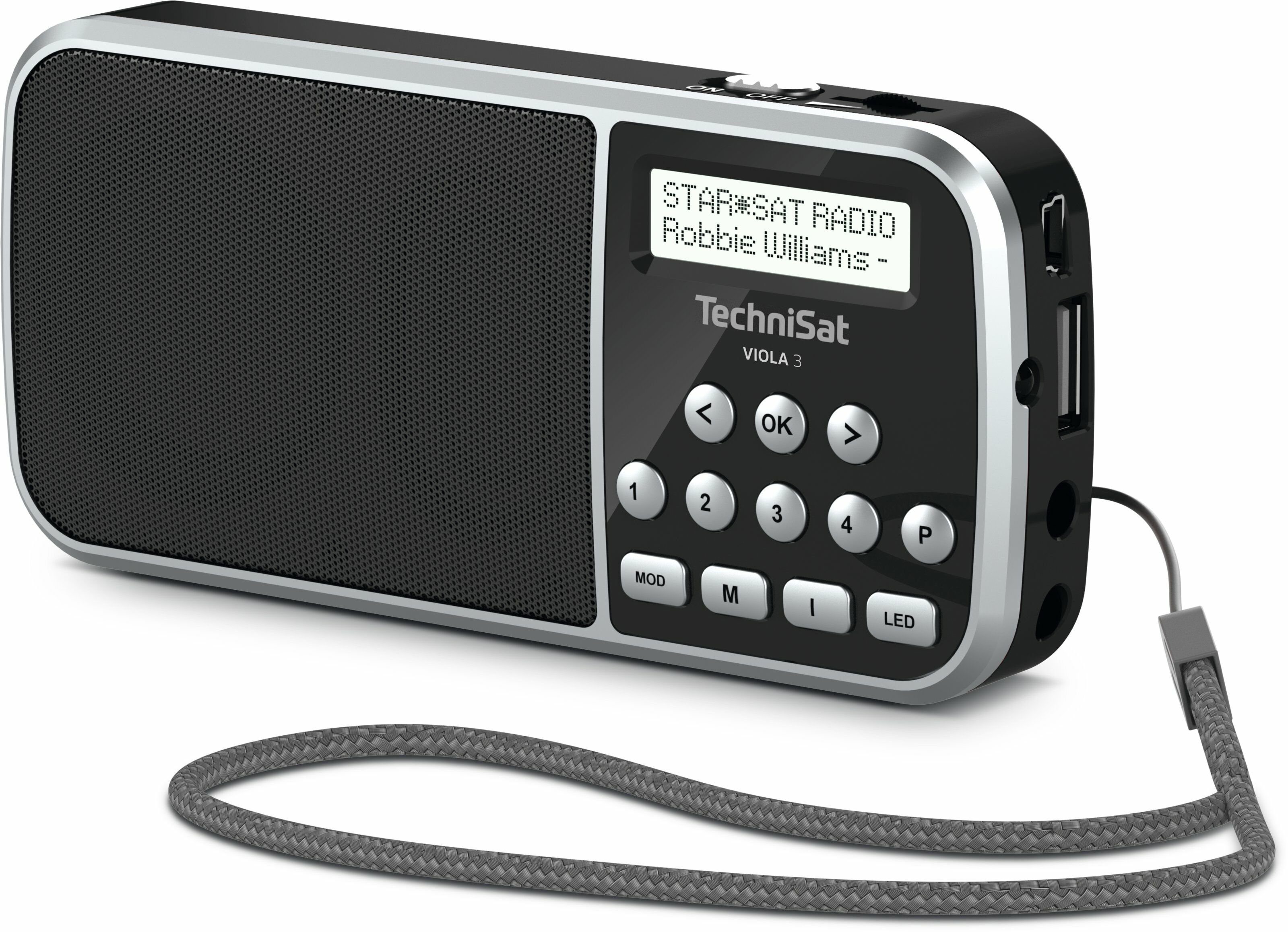 TechniSat VIOLA 3 Digitalradio (DAB) (DAB+, UKW, LCD Display, Kopfhöreranschluss, USB, Aux-In, LED-Taschenlampe, Favoritenspeicher)