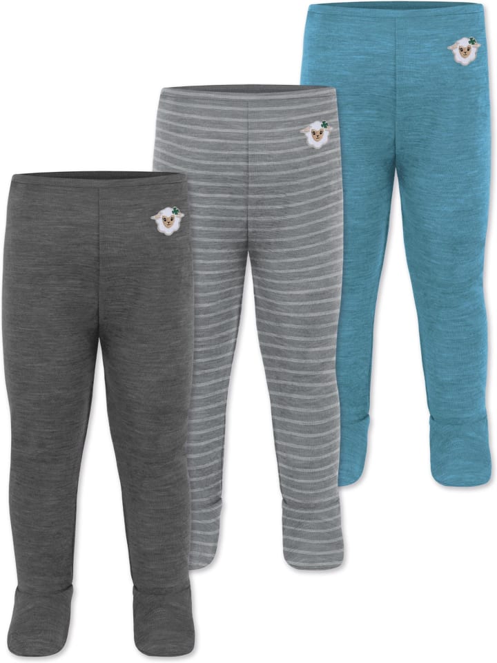 Normani Outdoor Sports 3er Pack Baby Merino Unterhose mit Füßen in Blau/Grau/Anthrazit günstig kaufen