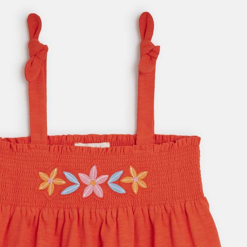Débardeur fille rouge à broderies Catimini