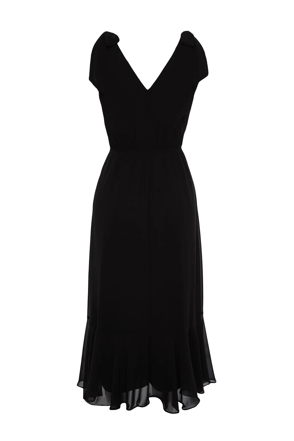 Trendyol Collection  Schwarzes A-Linien-Maxikleid aus gewebtem Chiffon mit elastischer Taille und Futter TWOSS24EL00804