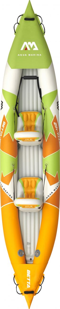 PureHaven Aqua Marina Kajak 412x83 cm für 2 Personen mit Luftsitz verstellbarer Lehne Transporttasche Reparaturset Handpumpe strapazierfähig Grün/Weiß/Orange