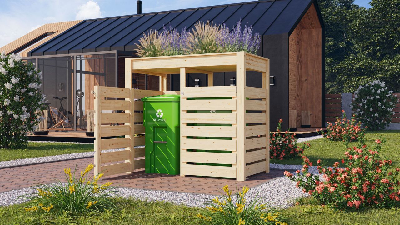 Karibu Mülltonnenbox mit Hochbeet Natur