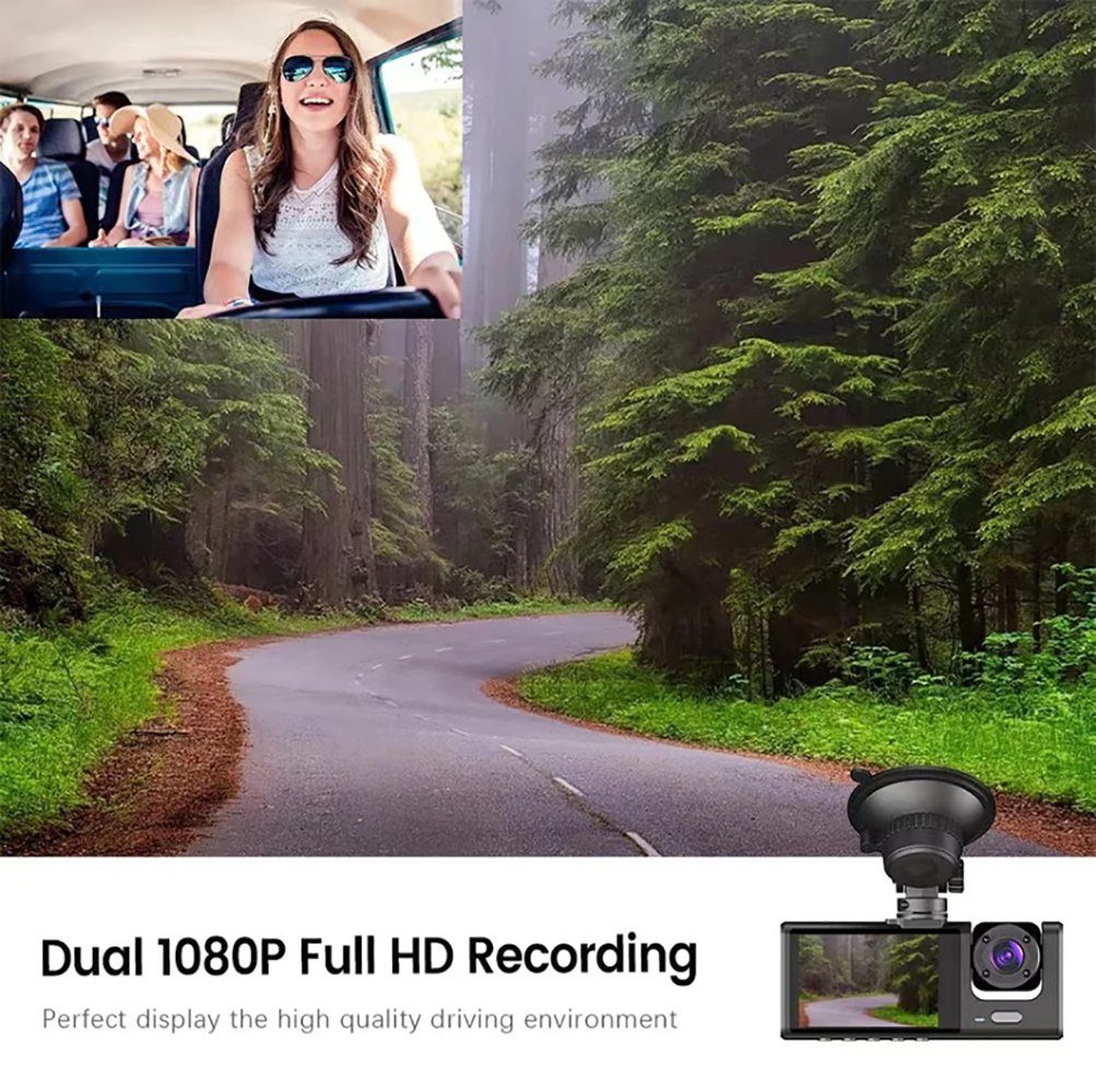 ASLENY Full HD 1080P Dashcam, 3-Objektiv-Auto-DVR-Dashcam Dashcam (170° Ultraweitwinkel, Full HD, Nachtsicht)