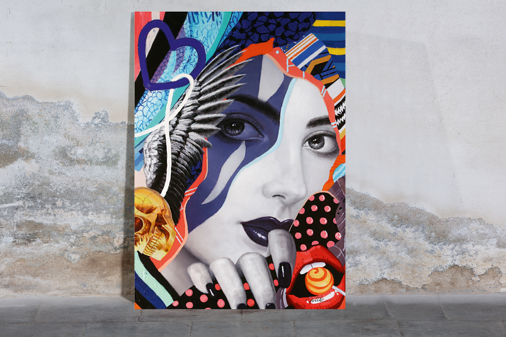 Bild Street Art Lady bunt