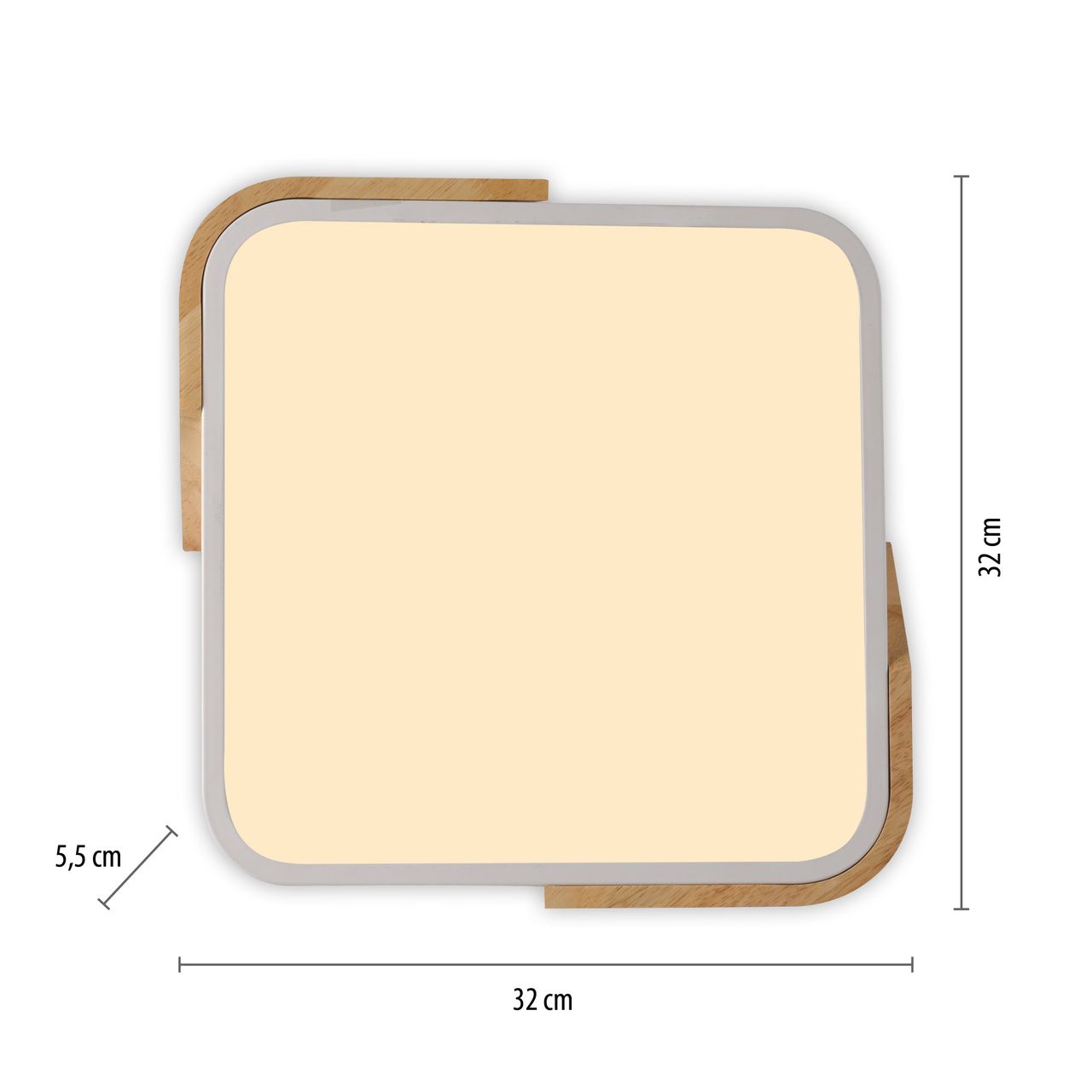 JUST LIGHT LED Deckenleuchte BILA, 1xLED-Board/24Watt, 3000K, quadratisch, Weiss