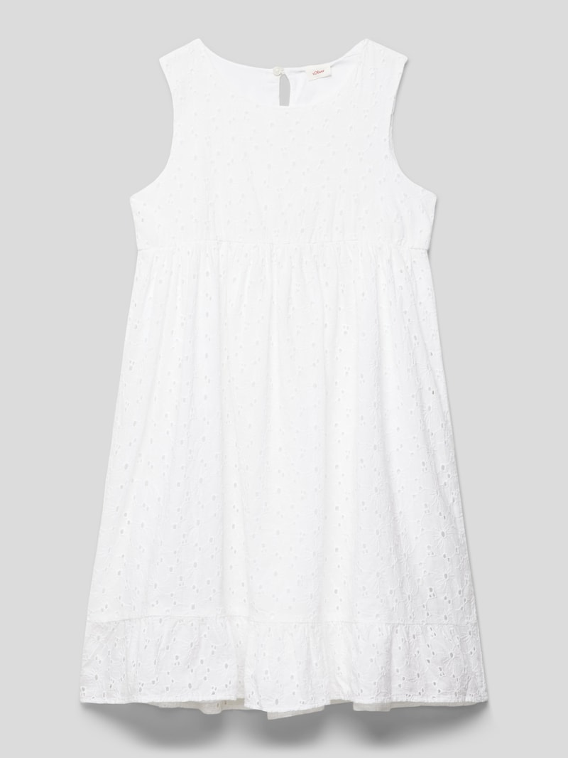 Kleid mit Lochstickerei in weiß