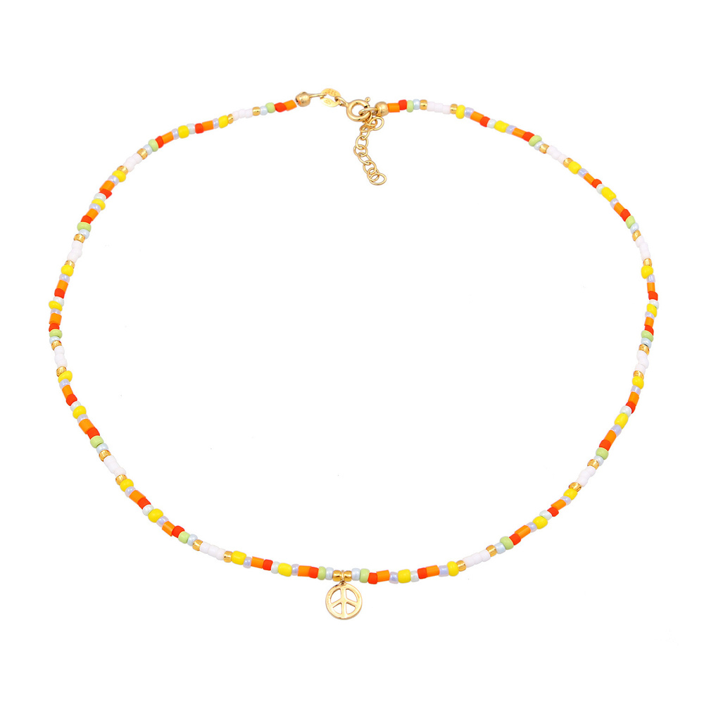 Elli Elli Collier Femmes Choker Peace Pendentif Beads Boho en argent sterling 925 plaq collier