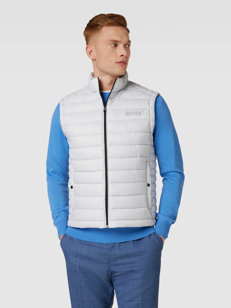 Steppweste mit Label-Detail Modell 'Calano' in hellgrau