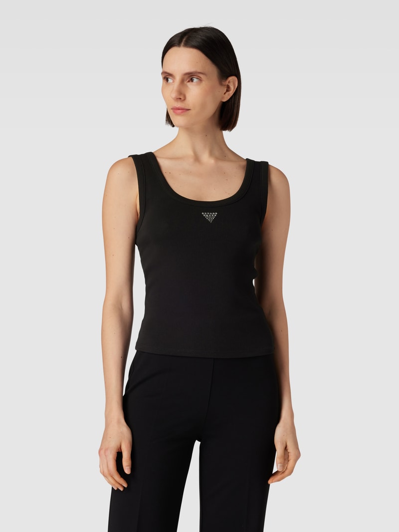 Top mit Feinripp Modell 'BLING' in black