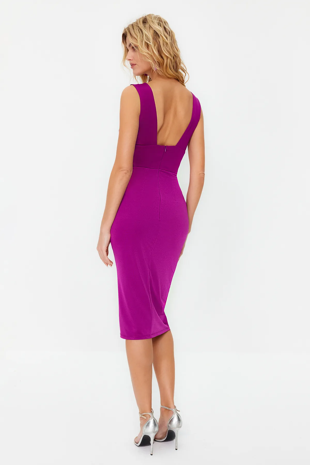Trendyol Collection  Pflaumenfarbenes Strickkleid TPRSS24EL00003