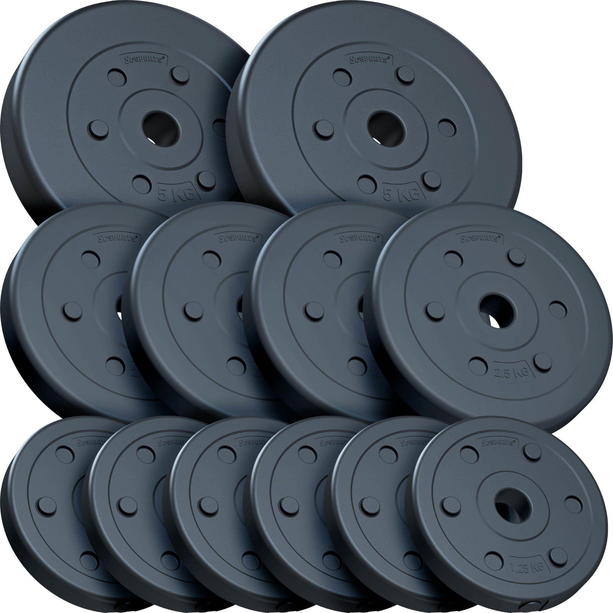 ScSPORTS® Hantel-Set 45kg Kurzhantelstangen SZ Stange Langhantel Gewichte Ø31mm