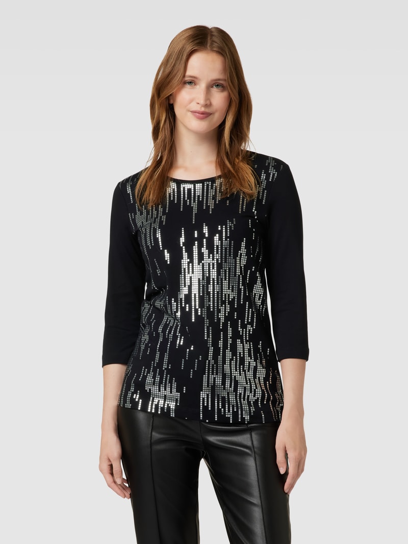 Longsleeve mit U-Boot-Ausschnitt in schwarz