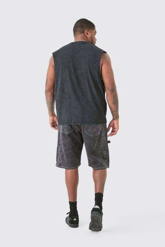 Plus graues Renaissance Tanktop mit Acid-Waschung