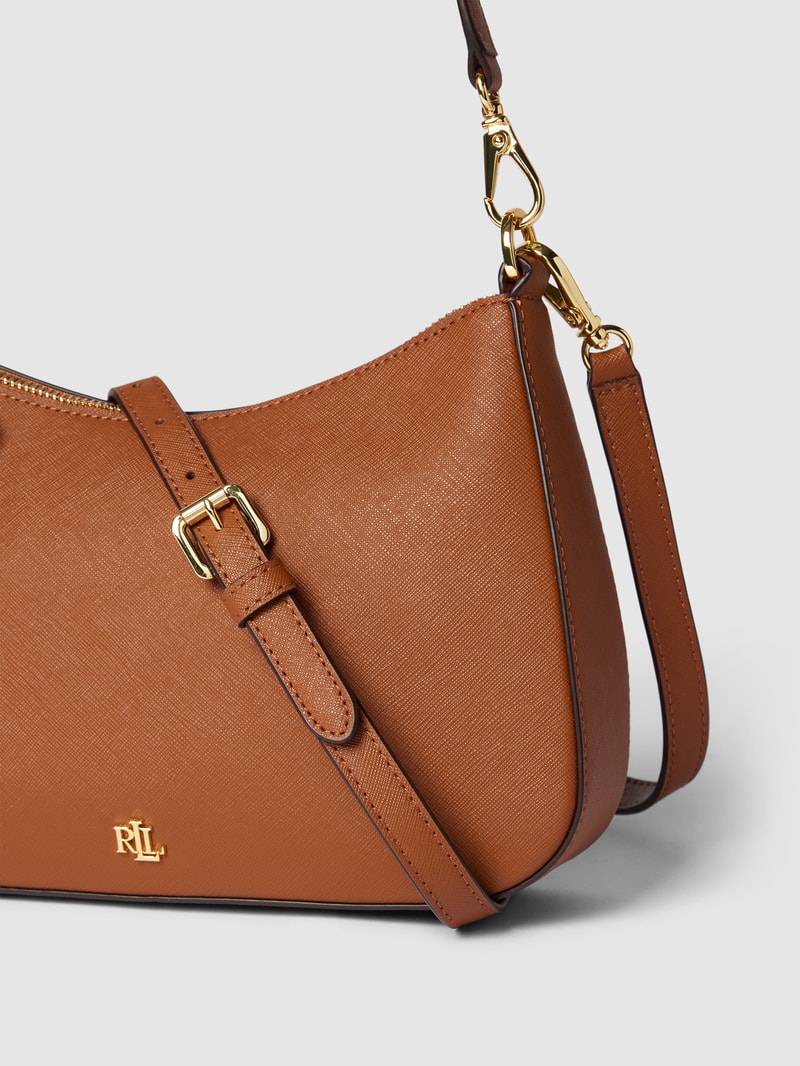 Schultertasche mit Label-Applikation Modell 'DANNI' in cognac
